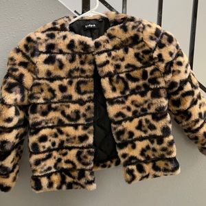 EUC Kidpik Girls 7/8 Leopard Fur Jacket/Cape